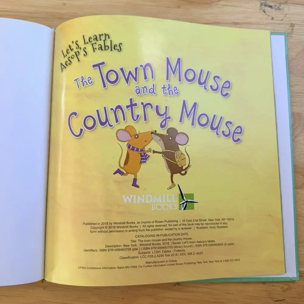 The Town Mouse and the Country Mouse Lets Learn Aesops Fables Hardcover Book